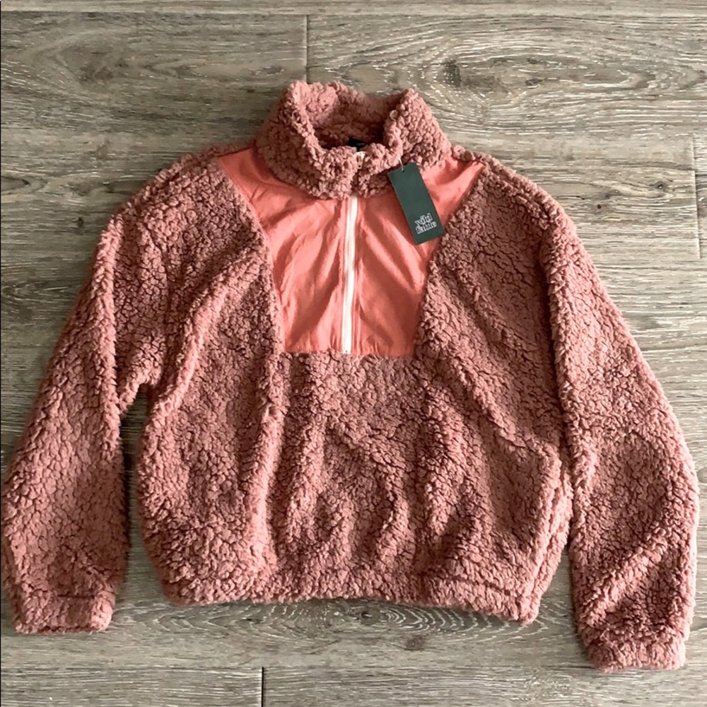 NWT wild fable half zip rose pink pullover sherpa